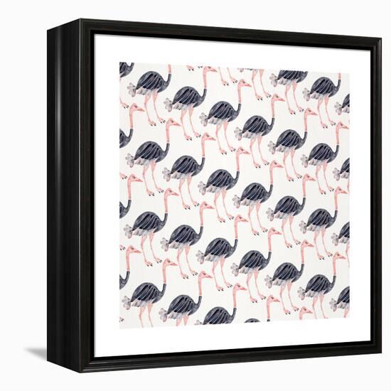 Ostrich Pattern-Cat Coquillette-Framed Stretched Canvas