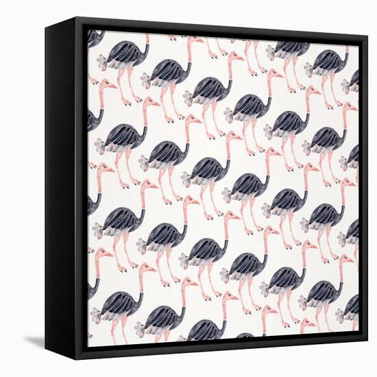 Ostrich Pattern-Cat Coquillette-Framed Stretched Canvas