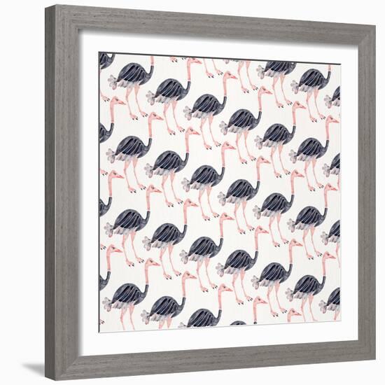 Ostrich Pattern-Cat Coquillette-Framed Giclee Print