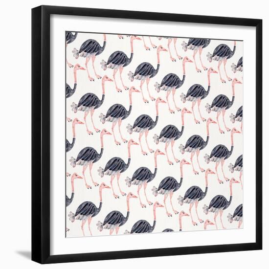 Ostrich Pattern-Cat Coquillette-Framed Giclee Print