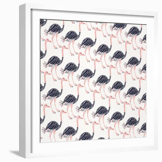 Ostrich Pattern-Cat Coquillette-Framed Giclee Print