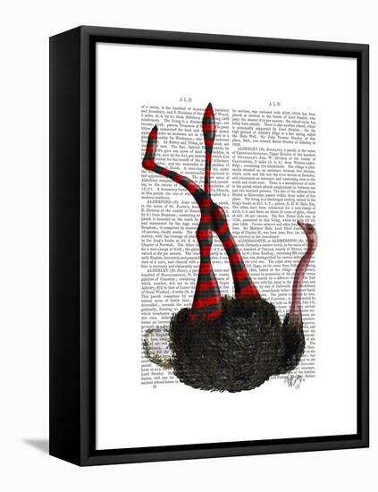 Ostrich with Striped Leggings-Fab Funky-Framed Stretched Canvas