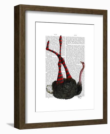 Ostrich with Striped Leggings-Fab Funky-Framed Art Print