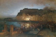 Fireworks in Naples, 1875-Oswald Achenbach-Framed Giclee Print