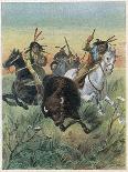 Native Americans Hunting Buffalo-Oswald Levens-Art Print