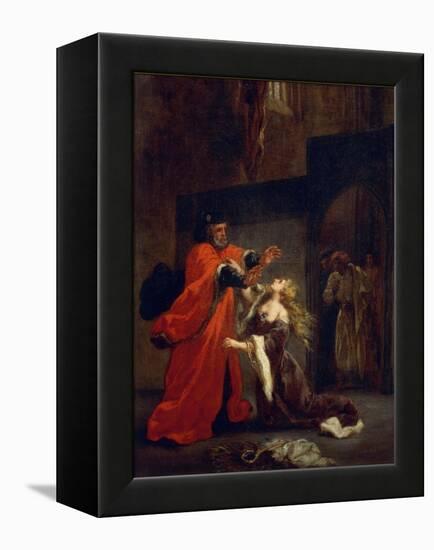 Othello, Act I, Scene 3: Desdemona at the Feet of Her Father, 1852 (Oil on Canvas)-Ferdinand Victor Eugene Delacroix-Framed Premier Image Canvas