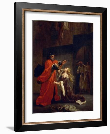 Othello, Act I, Scene 3: Desdemona at the Feet of Her Father, 1852 (Oil on Canvas)-Ferdinand Victor Eugene Delacroix-Framed Giclee Print