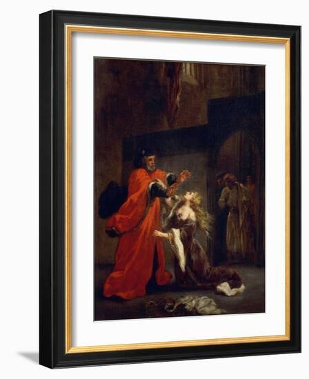 Othello, Act I, Scene 3: Desdemona at the Feet of Her Father, 1852 (Oil on Canvas)-Ferdinand Victor Eugene Delacroix-Framed Giclee Print