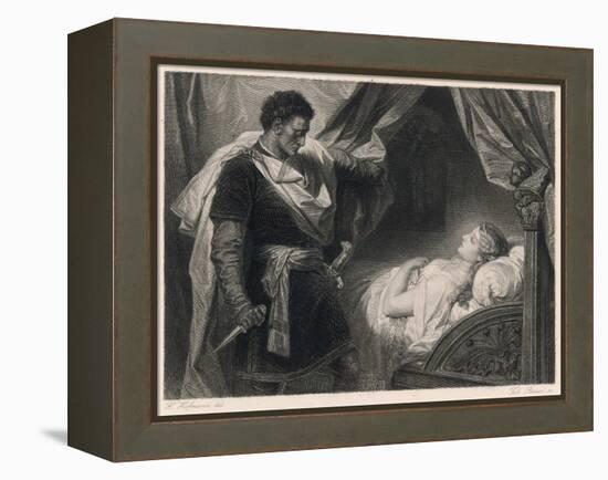 Othello Approaches the Sleeping Desdemona-Heinrich Hofmann-Framed Stretched Canvas