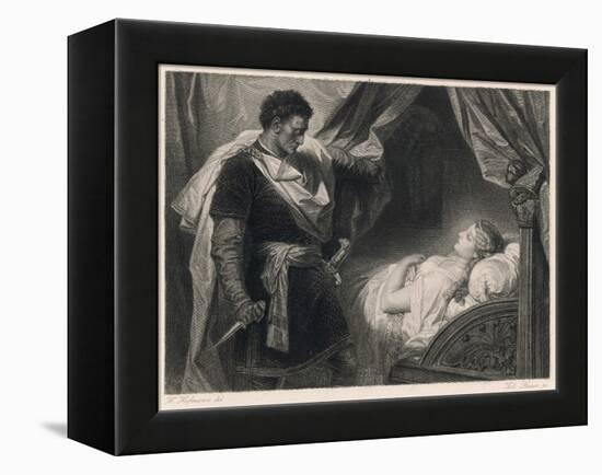 Othello Approaches the Sleeping Desdemona-Heinrich Hofmann-Framed Stretched Canvas