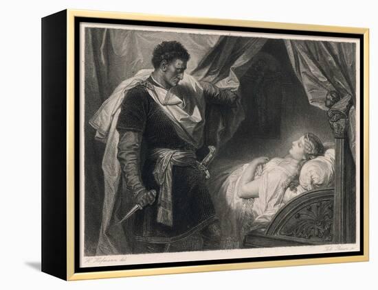 Othello Approaches the Sleeping Desdemona-Heinrich Hofmann-Framed Stretched Canvas