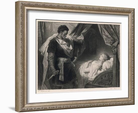 Othello Approaches the Sleeping Desdemona-Heinrich Hofmann-Framed Art Print