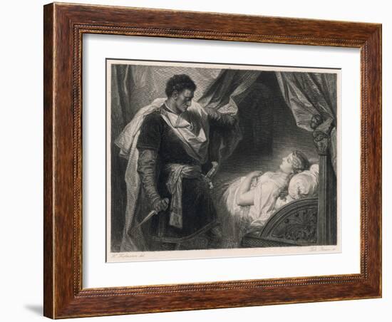 Othello Approaches the Sleeping Desdemona-Heinrich Hofmann-Framed Art Print