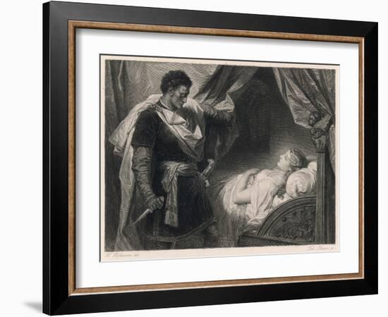 Othello Approaches the Sleeping Desdemona-Heinrich Hofmann-Framed Art Print