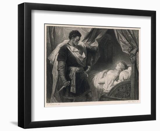 Othello Approaches the Sleeping Desdemona-Heinrich Hofmann-Framed Art Print