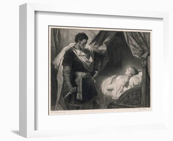Othello Approaches the Sleeping Desdemona-Heinrich Hofmann-Framed Art Print