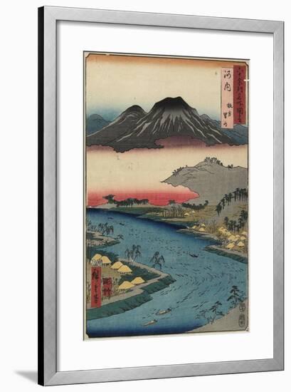 Otoko-Yama Mountain Seen from Hirakata, Kawachi Province, July 1853-Utagawa Hiroshige-Framed Giclee Print