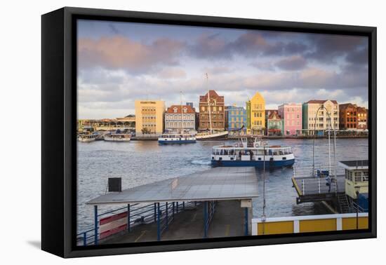 Otrobanda Ferry Terminal and Dutch Colonial Buildings on Handelskade Along Punda's Waterfront-Jane Sweeney-Framed Premier Image Canvas