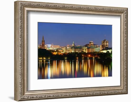 Ottawa at Night over River with Historical Architecture.-Songquan Deng-Framed Photographic Print