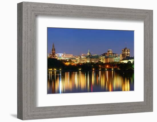 Ottawa at Night over River with Historical Architecture.-Songquan Deng-Framed Photographic Print