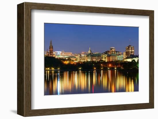 Ottawa at Night over River with Historical Architecture.-Songquan Deng-Framed Photographic Print