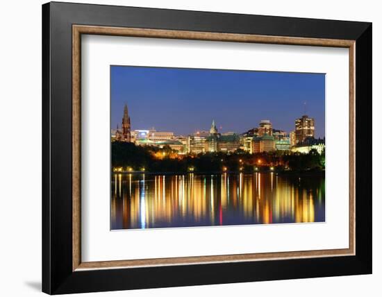 Ottawa at Night over River with Historical Architecture.-Songquan Deng-Framed Photographic Print