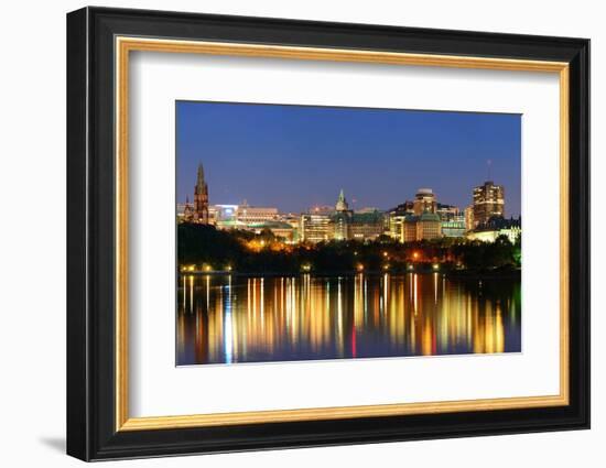 Ottawa at Night over River with Historical Architecture.-Songquan Deng-Framed Photographic Print