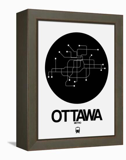 Ottawa Black Subway Map-NaxArt-Framed Stretched Canvas