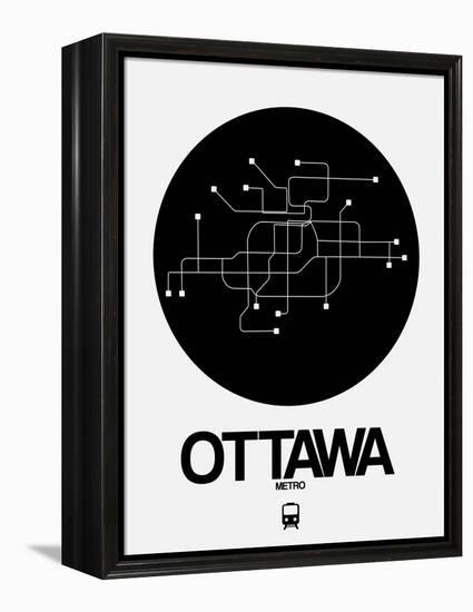 Ottawa Black Subway Map-NaxArt-Framed Stretched Canvas