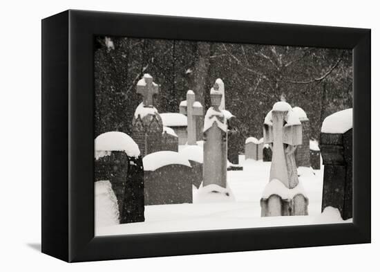 Ottawa, Canada, Beechwood Cemetery. Snow-Covered Gravestone-Bill Young-Framed Premier Image Canvas