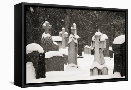 Ottawa, Canada, Beechwood Cemetery. Snow-Covered Gravestone-Bill Young-Framed Premier Image Canvas