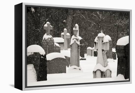 Ottawa, Canada, Beechwood Cemetery. Snow-Covered Gravestone-Bill Young-Framed Premier Image Canvas