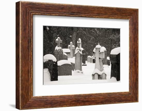 Ottawa, Canada, Beechwood Cemetery. Snow-Covered Gravestone-Bill Young-Framed Photographic Print