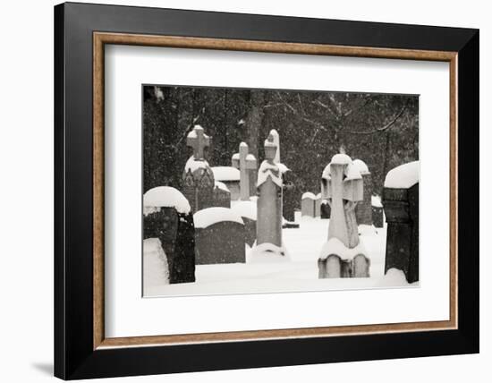 Ottawa, Canada, Beechwood Cemetery. Snow-Covered Gravestone-Bill Young-Framed Photographic Print