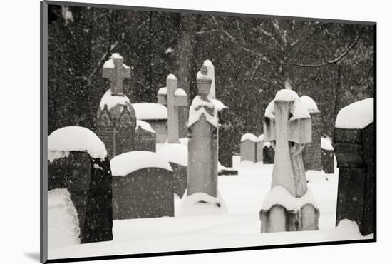 Ottawa, Canada, Beechwood Cemetery. Snow-Covered Gravestone-Bill Young-Mounted Photographic Print