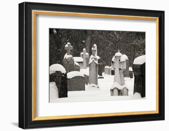 Ottawa, Canada, Beechwood Cemetery. Snow-Covered Gravestone-Bill Young-Framed Photographic Print