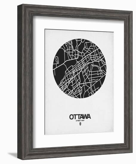 Ottawa Street Map Black on White-NaxArt-Framed Art Print