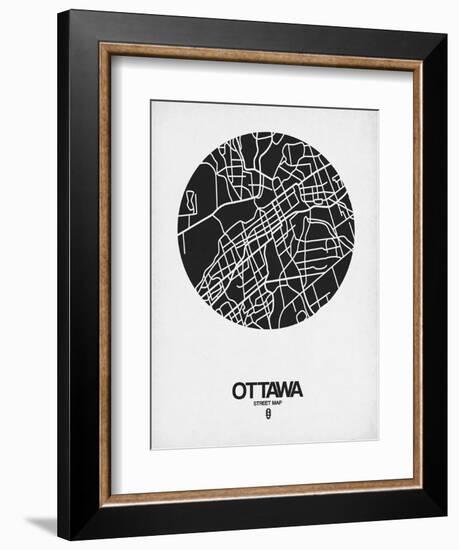 Ottawa Street Map Black on White-NaxArt-Framed Art Print