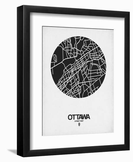 Ottawa Street Map Black on White-NaxArt-Framed Art Print