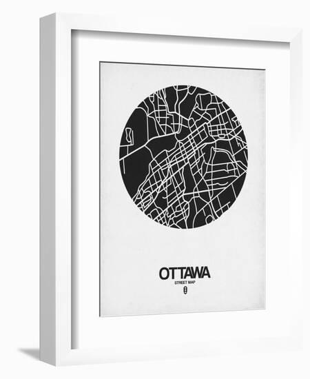 Ottawa Street Map Black on White-NaxArt-Framed Art Print