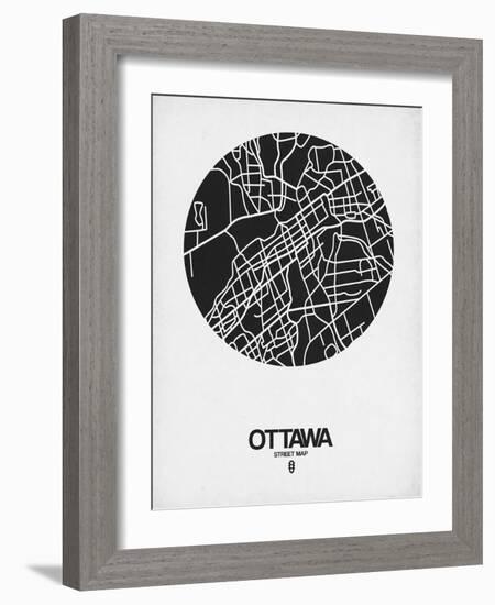 Ottawa Street Map Black on White-NaxArt-Framed Art Print