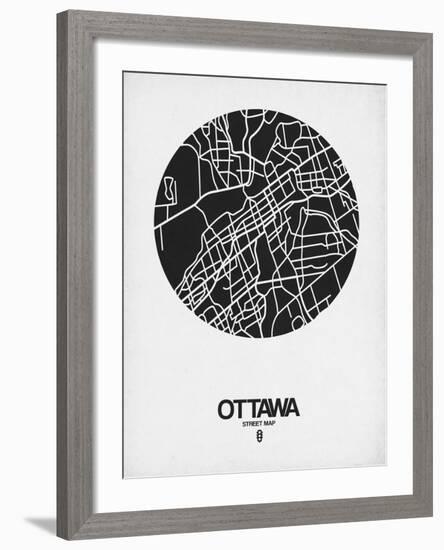 Ottawa Street Map Black on White-NaxArt-Framed Art Print