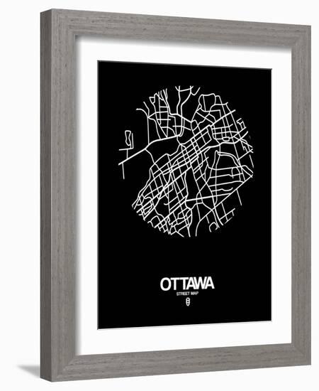 Ottawa Street Map Black-NaxArt-Framed Art Print