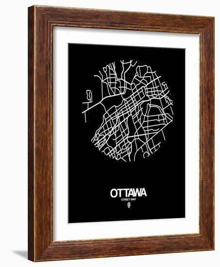 Ottawa Street Map Black-NaxArt-Framed Art Print