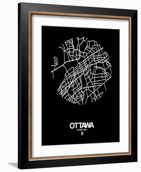 Ottawa Street Map Black-NaxArt-Framed Art Print