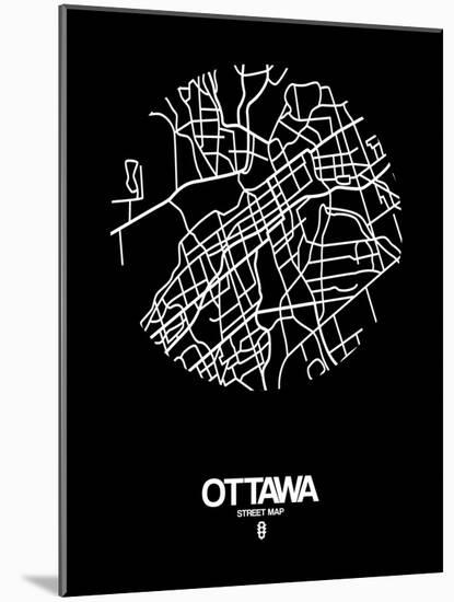 Ottawa Street Map Black-NaxArt-Mounted Art Print