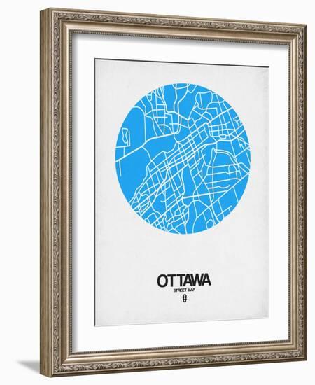 Ottawa Street Map Blue-NaxArt-Framed Art Print