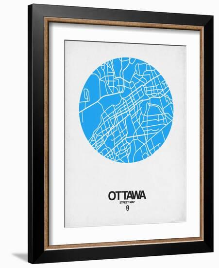 Ottawa Street Map Blue-NaxArt-Framed Art Print