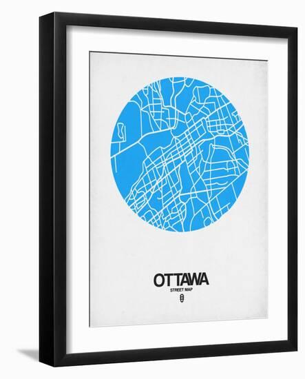 Ottawa Street Map Blue-NaxArt-Framed Art Print