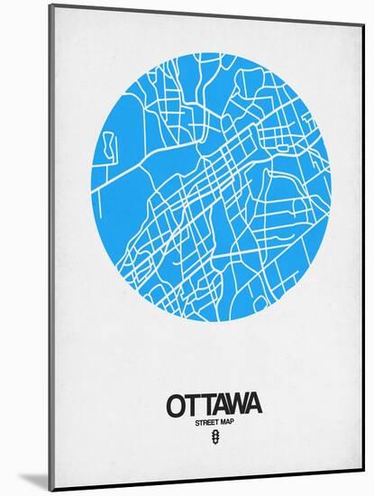 Ottawa Street Map Blue-NaxArt-Mounted Art Print